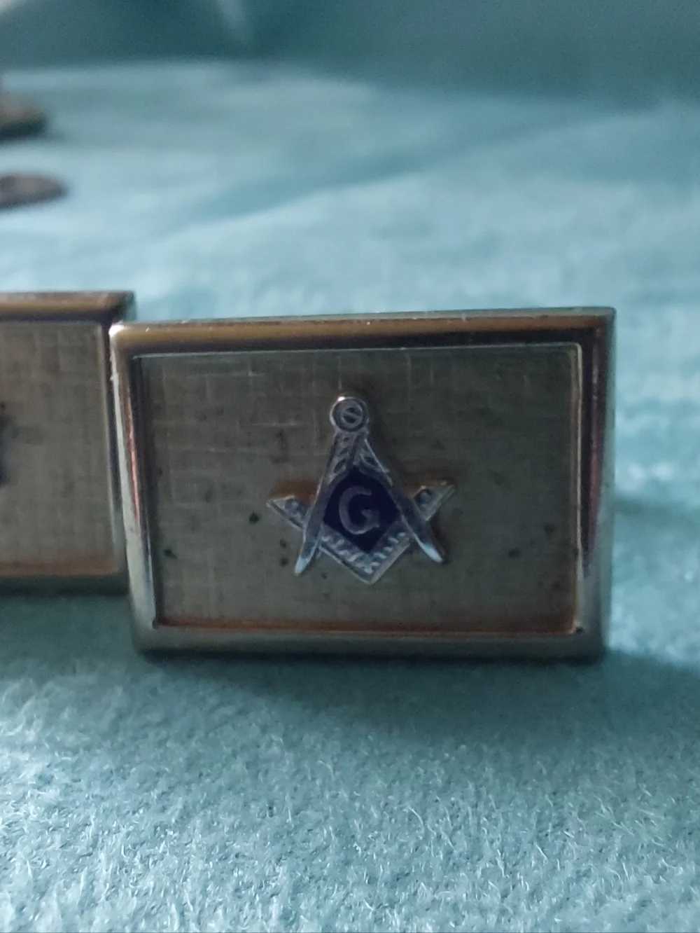 Freemason Cufflinks, Lot of Two Pairs, Brands Hickock & Foster Goldtone, Vintage